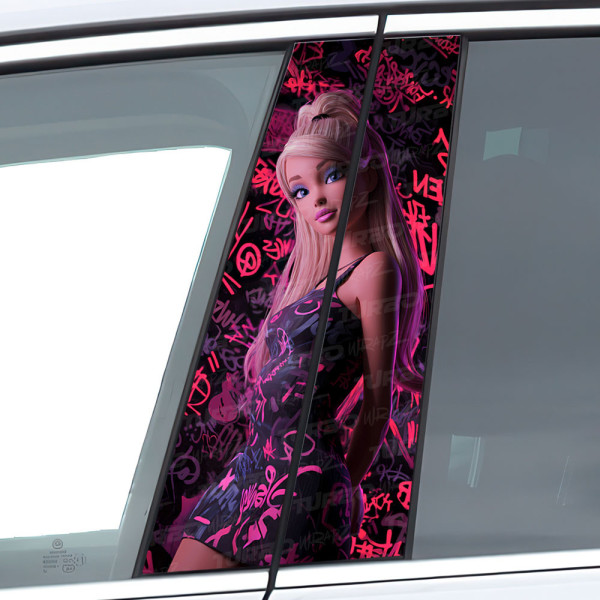 Sticker for car pillar Barbie Graffiti | TurboWrapz.com