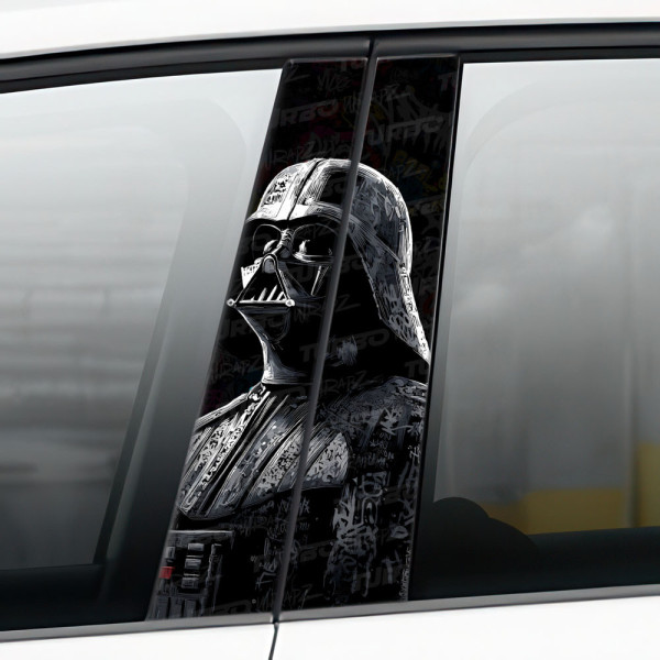 Sticker for car pillar Lord Vader Graffiti Czarnobiały | TurboWrapz.com