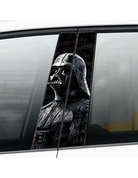 Sticker for car pillar Lord Vader Graffiti Czarnobiały | TurboWrapz.com