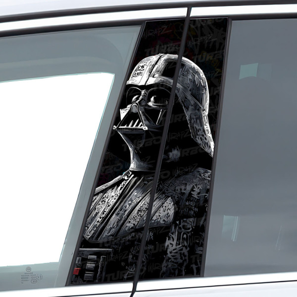 Sticker for car pillar Lord Vader Graffiti Czarnobiały | TurboWrapz.com