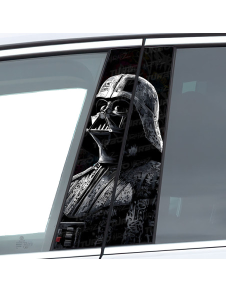 Sticker for car pillar Lord Vader Graffiti Czarnobiały | TurboWrapz.com