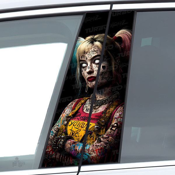 Sticker for car pillar Harley Quinn Horror | TurboWrapz.com