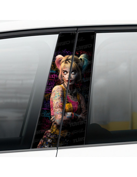 Sticker for car pillar Harley Quinn Graffiti | TurboWrapz.com