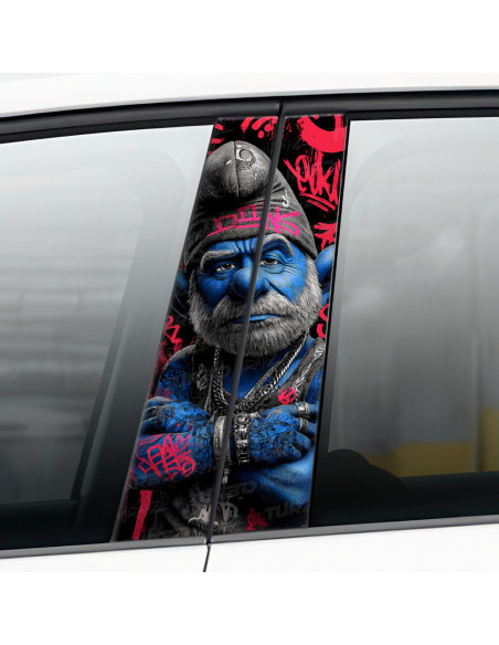 Sticker for car pillar Papa Smerf Graffiti | TurboWrapz.com