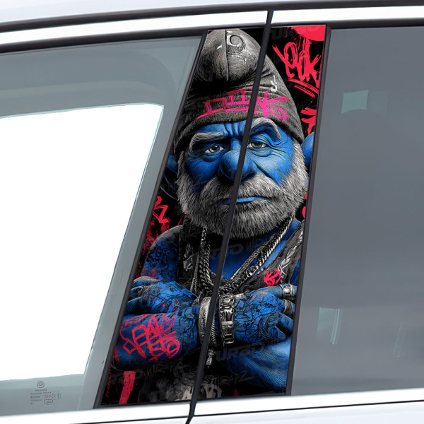 Sticker for car pillar Papa Smerf Graffiti | TurboWrapz.com