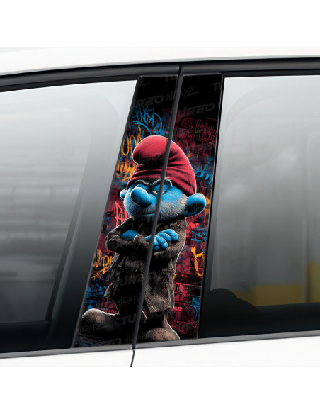 Sticker for car pillar Brodaty Smerf Graffiti | TurboWrapz.com