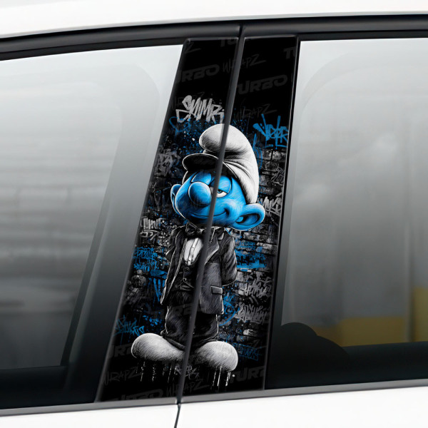 Sticker for car pillar Smerf Graffiti | TurboWrapz.com