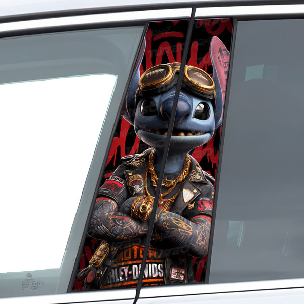 Sticker for car pillar Stitch Harley | TurboWrapz.com