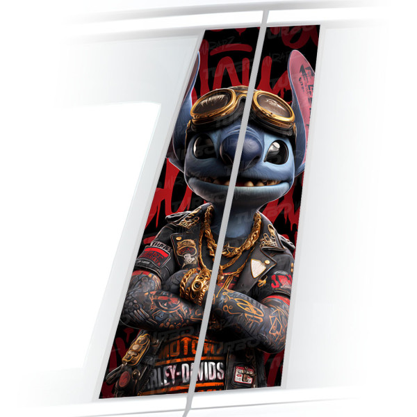 Sticker for car pillar Stitch Harley | TurboWrapz.com