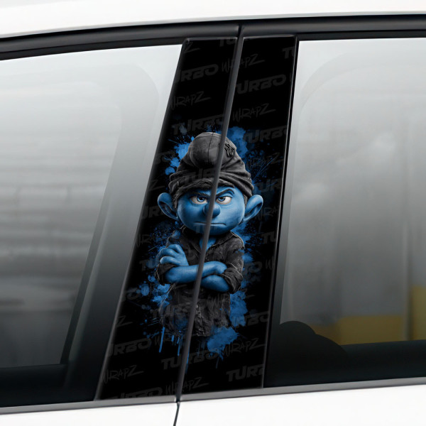 Naklejka na słupek samochodowy Smerf Maruda | TurboWrapz.com