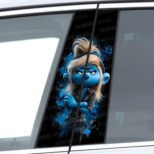 Naklejka na słupek samochodowy Biznesmenka Smerfetka | TurboWrapz.com