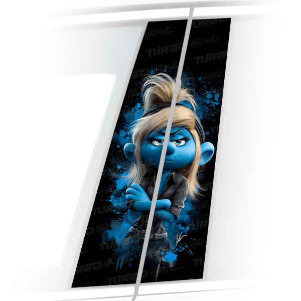 Naklejka na słupek samochodowy Biznesmenka Smerfetka | TurboWrapz.com