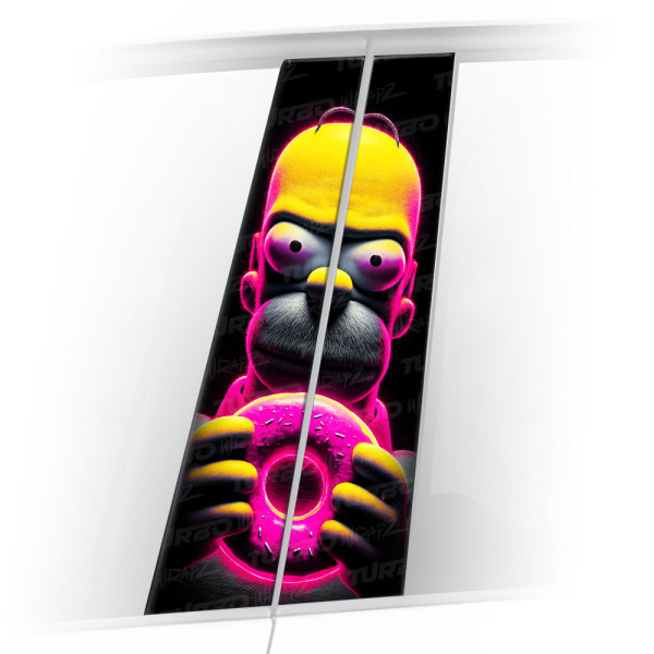 Sticker for car pillar Homer z różowym pączkiem | TurboWrapz.com