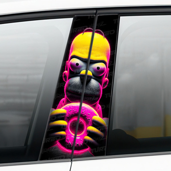 Sticker for car pillar Homer z różowym pączkiem | TurboWrapz.com