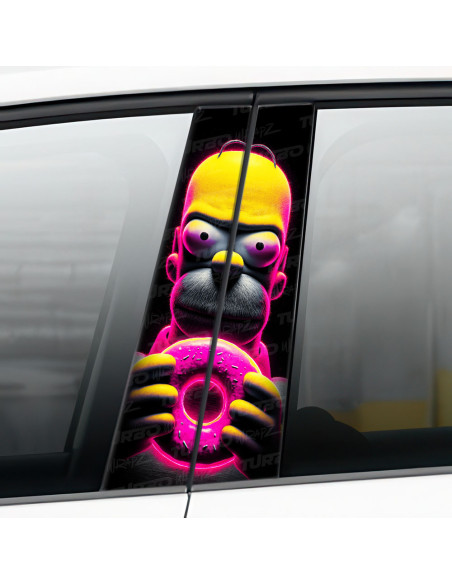 Sticker for car pillar Homer z różowym pączkiem | TurboWrapz.com