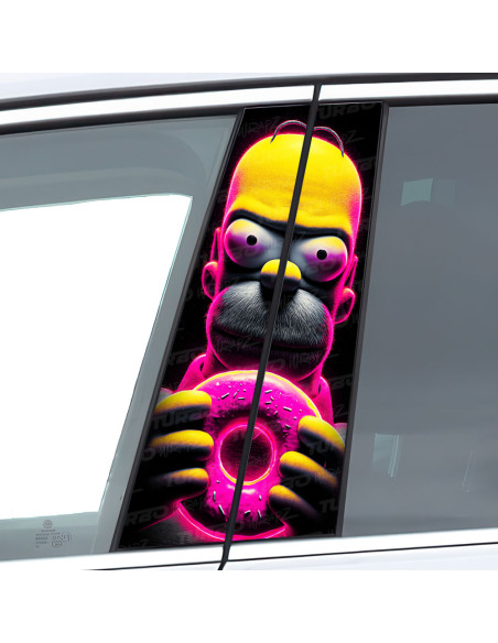 Naklejka na słupek samochodowy Homer z różowym pączkiem | TurboWrapz.com