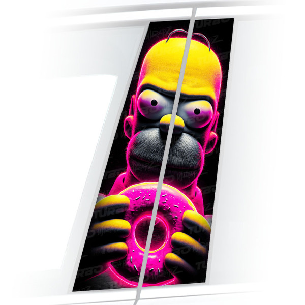 Sticker for car pillar Homer z różowym pączkiem | TurboWrapz.com