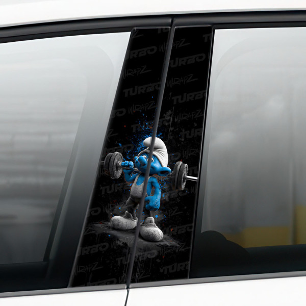 Sticker for car pillar Smerf Osiłek | TurboWrapz.com