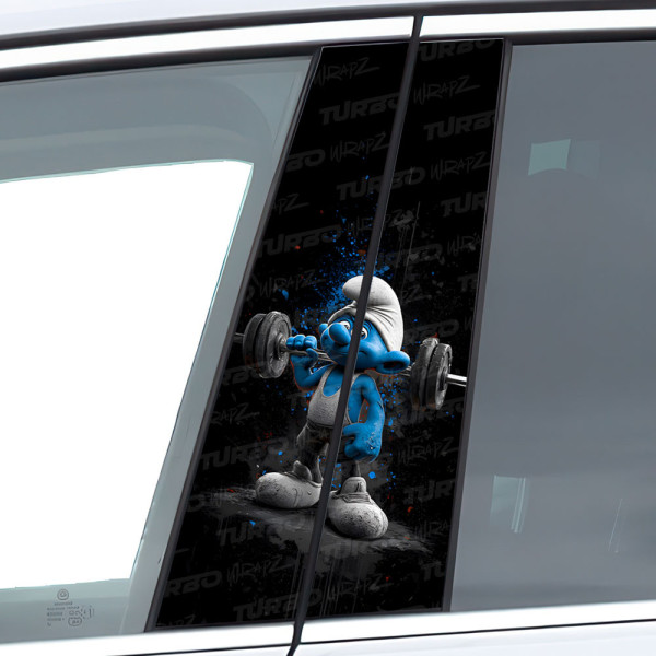 Sticker for car pillar Smerf Osiłek | TurboWrapz.com