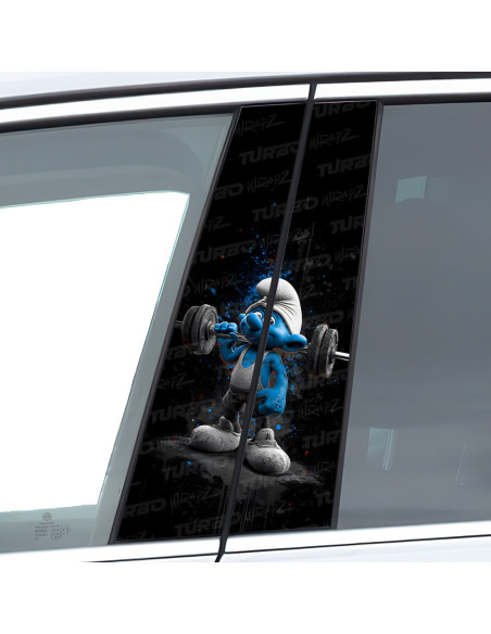 Sticker for car pillar Smerf Osiłek | TurboWrapz.com
