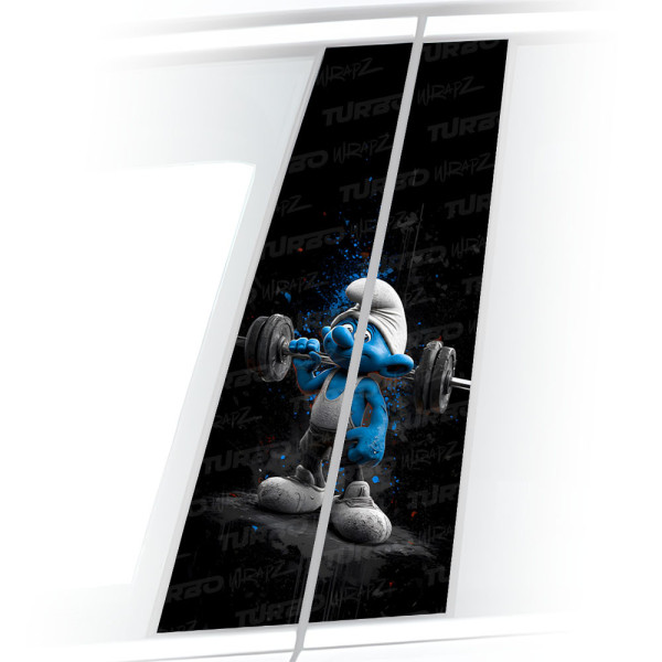 Sticker for car pillar Smerf Osiłek | TurboWrapz.com