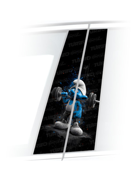 Sticker for car pillar Smerf Osiłek | TurboWrapz.com