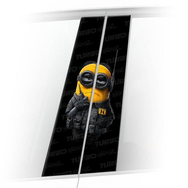 Naklejka na słupek samochodowy Minion Ochroniarz  | TurboWrapz.com
