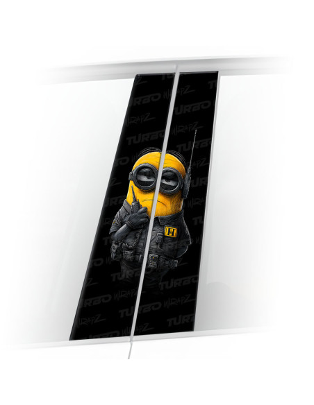 Naklejka na słupek samochodowy Minion Ochroniarz  | TurboWrapz.com