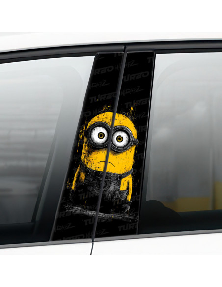Naklejka na słupek samochodowy Minionek z Horroru | TurboWrapz.com