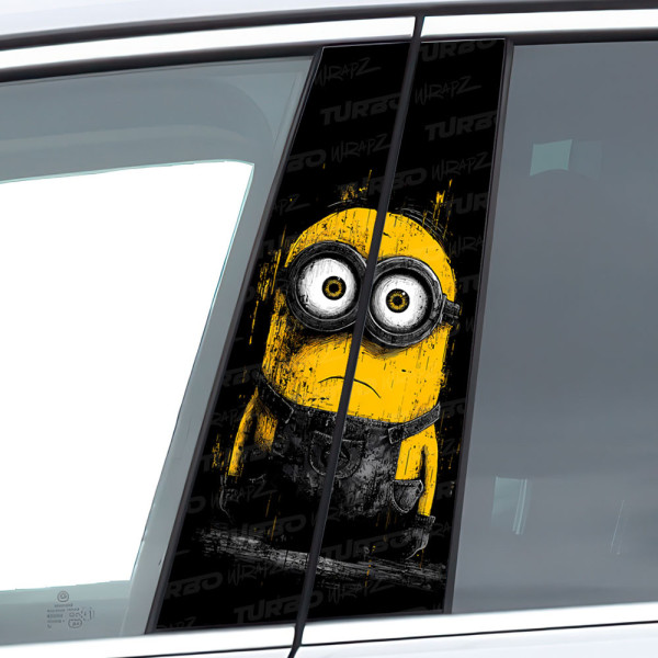 Naklejka na słupek samochodowy Minionek z Horroru | TurboWrapz.com