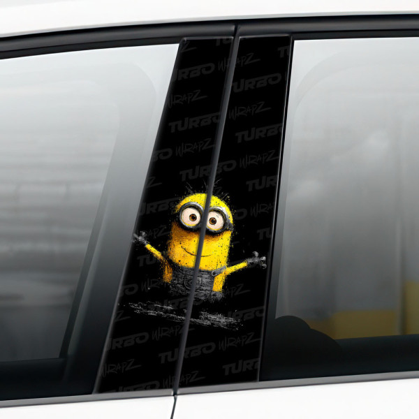 Sticker for car pillar Minionek Przytulas | TurboWrapz.com