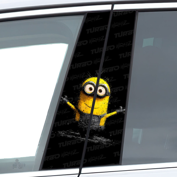 Naklejka na słupek samochodowy Minionek Przytulas | TurboWrapz.com