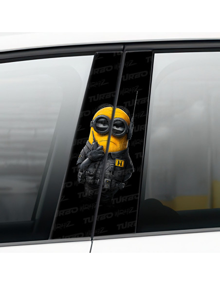 Naklejka na słupek samochodowy Minion Ochroniarz  | TurboWrapz.com