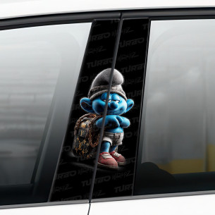 Sticker for car pillar Smerf z torbą LV | TurboWrapz.com 2