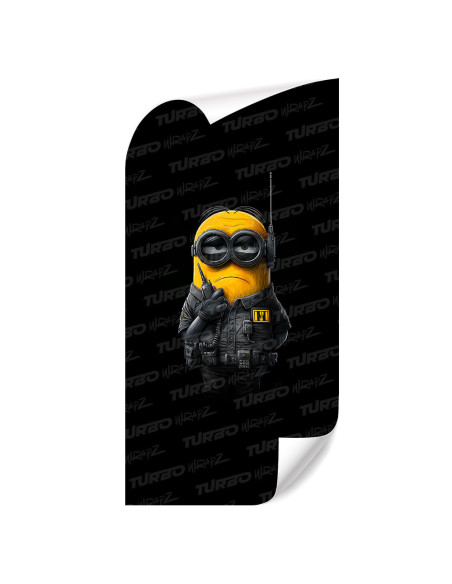 Naklejka na słupek samochodowy Minion Ochroniarz  | TurboWrapz.com