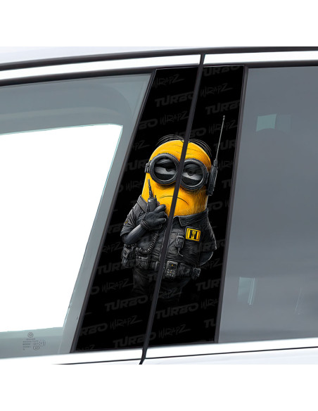 Naklejka na słupek samochodowy Minion Ochroniarz  | TurboWrapz.com