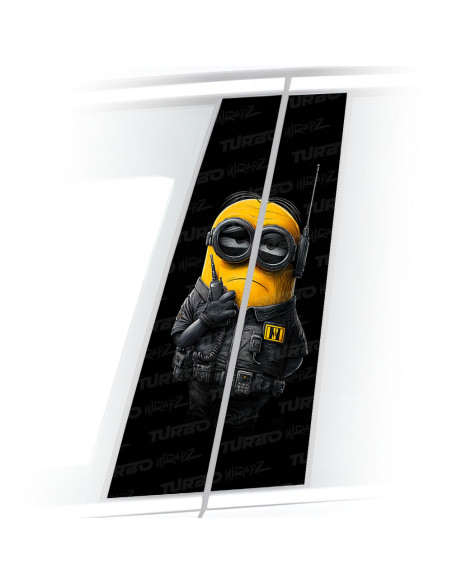 Naklejka na słupek samochodowy Minion Ochroniarz  | TurboWrapz.com