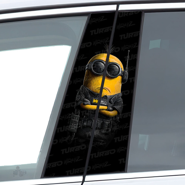 Naklejka na słupek samochodowy Minion Ochroniarz 2  | TurboWrapz.com